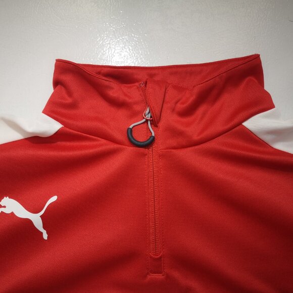 Puma Dry Cell Men's Size Large Red & White 1/4 Zip Closure Pullover - Picture 10 of 13